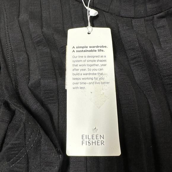 Eileen Fisher NWT Black Mock Neck Ribbed Sleeveless Tank Top Size XS Stretchy - Picture 7 of 9